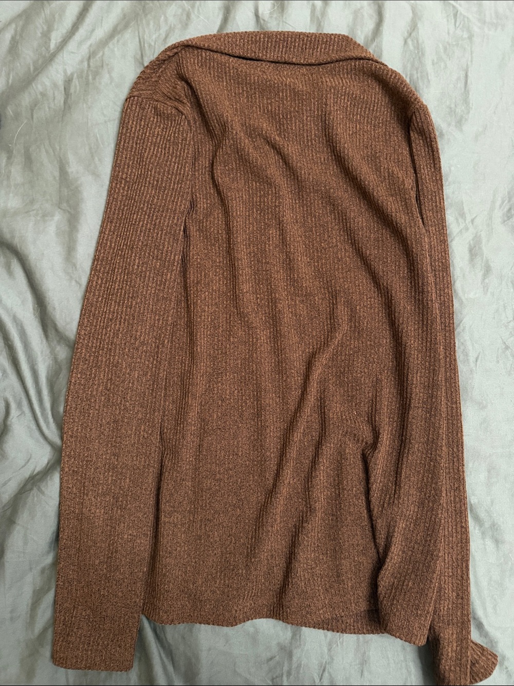 Mango Ribbed Brown Button-Up Collared Cardigan - Picture 3 of 4